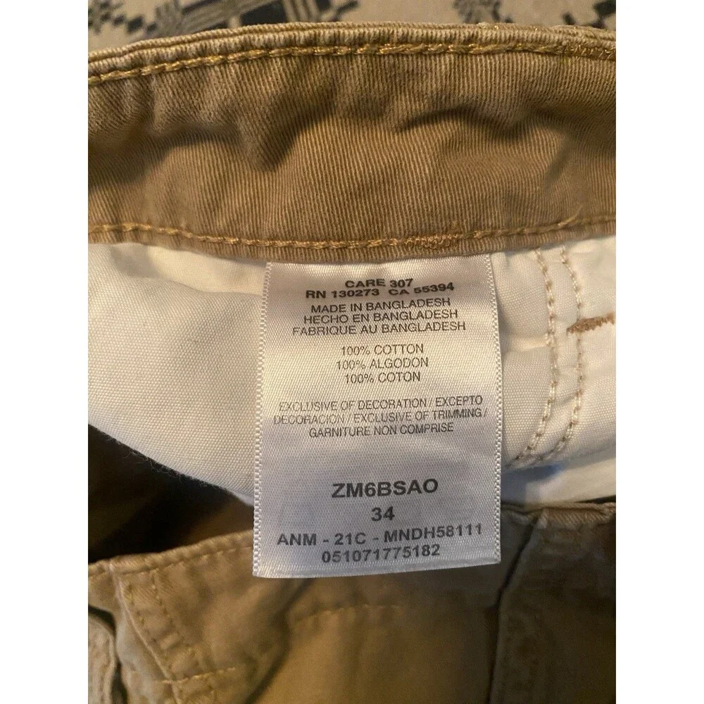 Wrangler Authentics Cargo Shorts Men's Size 34 Tan Cotton Work Utility Shorts
